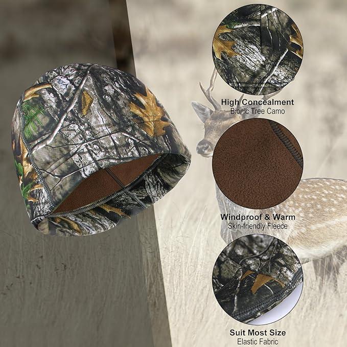 LOOGU Camo Beanie Hat for Hunting, Winter Skull Cap, Men’s Cuffed Beanie with Fleece