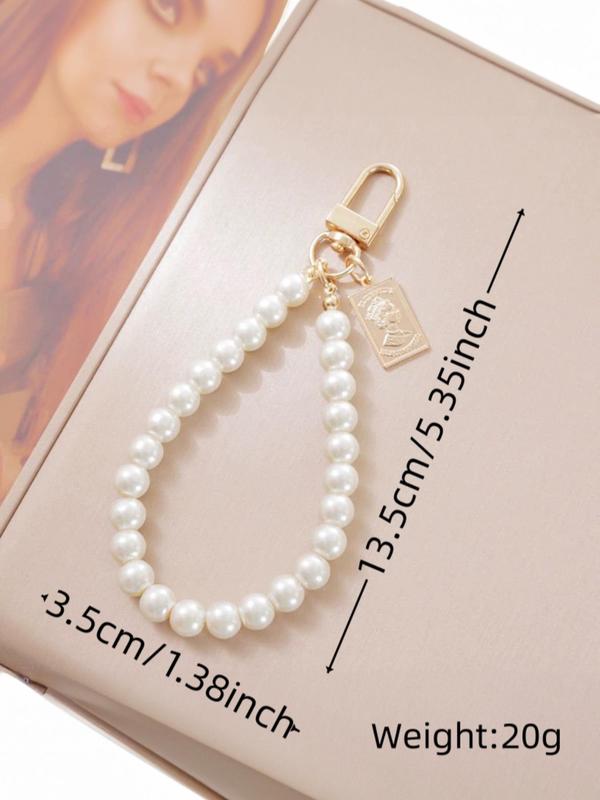 Versatile Faux Pearl Decorated Keychain, Cute Heart & Shell Design Keychain for Women & Girls, Fashion Accessories for Daily Decoration, Wristlet Keychain, Car Keychain