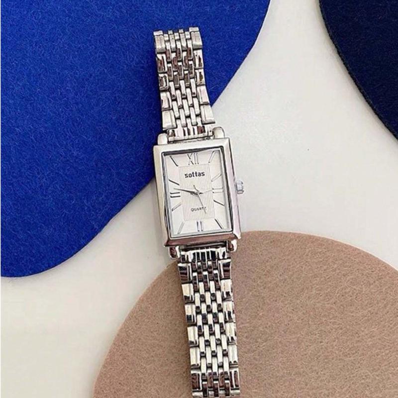 New Arrival Square-shaped Casual, Minimalistic Stainless Steel Strap Lady's Watch For Daily