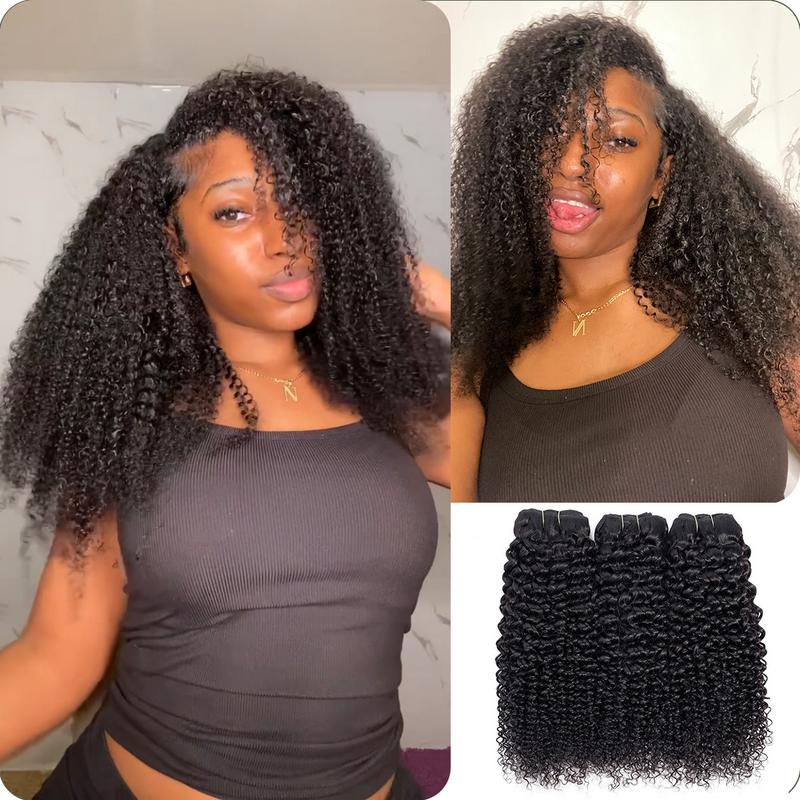 [Wequeen] Kinky Curly Hair Bundles 12-28 Inch 10A Grade Budget Friendly Brazilian 100% Human Hair Quick Weave Sew in Glue in