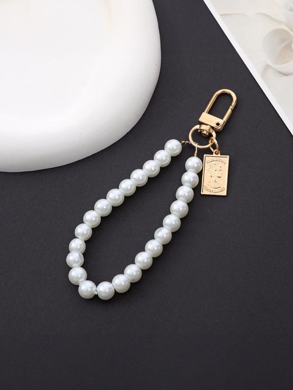 Versatile Faux Pearl Decorated Keychain, Cute Heart & Shell Design Keychain for Women & Girls, Fashion Accessories for Daily Decoration, Wristlet Keychain, Car Keychain