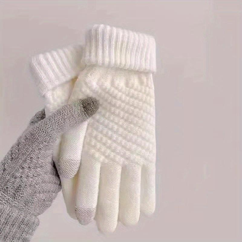 Women's Winter Warm Touchscreen Gloves Warm Fleece Lined Knit Gloves Elastic Cuff Winter Texting Gloves