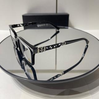 Trendy Chrome Hearts Glasses Frames Black-Silver Glasses Frames with Gift Box and Cloth ,Chrome Hearts Embellished Eyeglasses ,Fashionable Unisex Chrome Hearts Eyewear