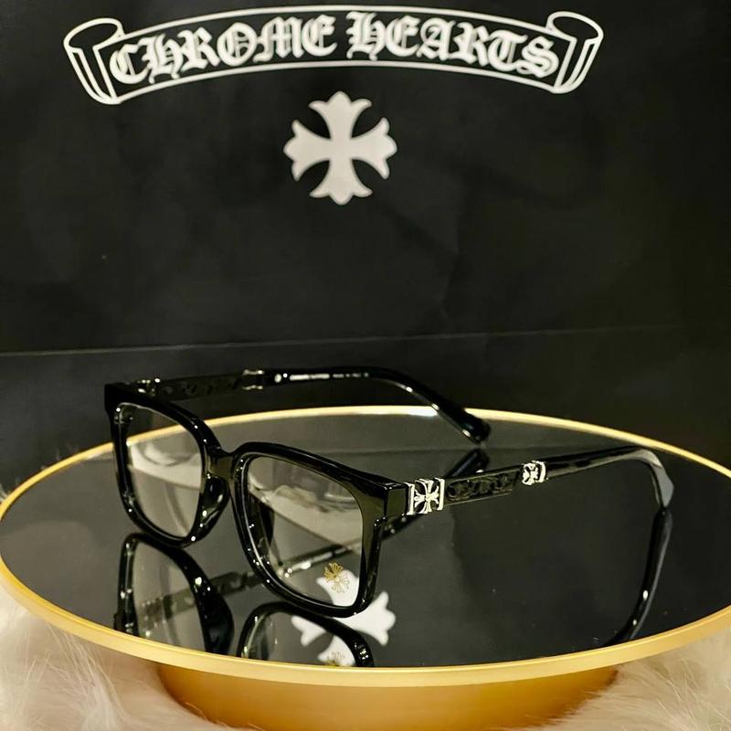 Trendy Chrome Hearts Glasses Frames Black-Silver Glasses Frames with Gift Box and Cloth ,Chrome Hearts Embellished Eyeglasses ,Fashionable Unisex Chrome Hearts Eyewear