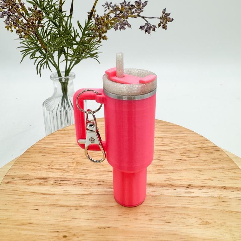 Tumbler Cup Lip Balm Holder Keychain Accessory - 3D Printed, Multicolor, 3 Inches Tall