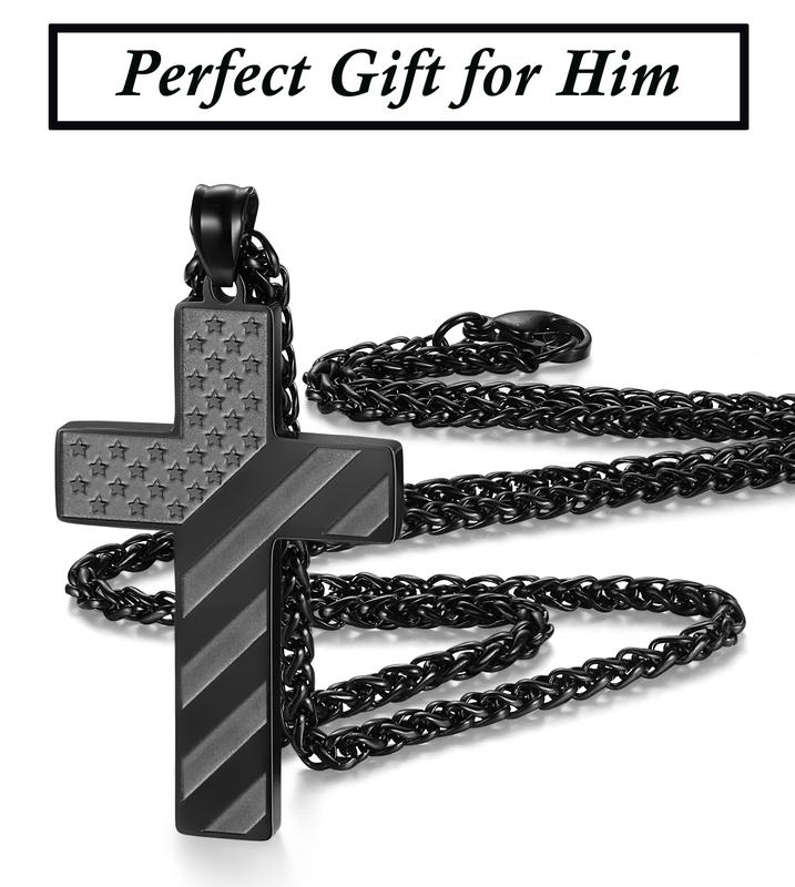 SAM & LORI Christmas Stocking Stuffers for Teen Boys Gifts for Teenage Boy Men Cross Necklace Birthday 16 Year Old Cool Gifts Ideas Boyfriend American Flag Pendant Chain Confirmation Son Grandson Gift for Christmas 2024 ornament