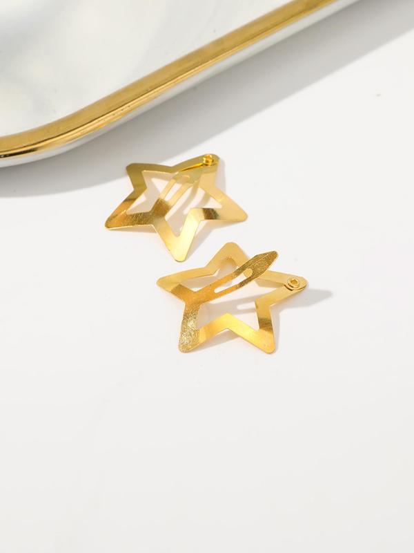 Women's Cute Star Design Hair Clips, Suitable for Most Hairstyles Ideas, Summer & Fall 2024 Casual New Trendy Plain Color Hair Clips, Fashionable Hair Accessories for Y2K Hairstyle Decoration