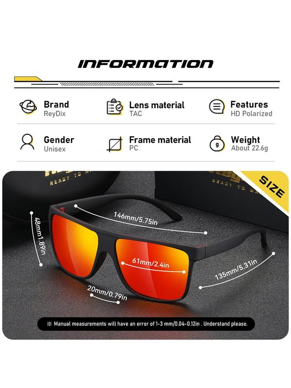 Unisex Sporty Minimalist Polarized Sunglasses, Trendy Casual Flat Top Frame Sunglasses for Everyday Use, Fashion Accessories for Outdoor Activities