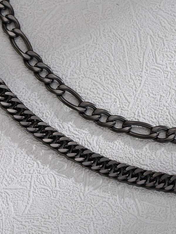 Men's Simple Plain Stainless Steel Chain Necklace & Bracelet Set, Fashion Jewelry for Party, Daily Clothing Decor, Trendy All-match & Exquisite Jewelry for Birthday Gift