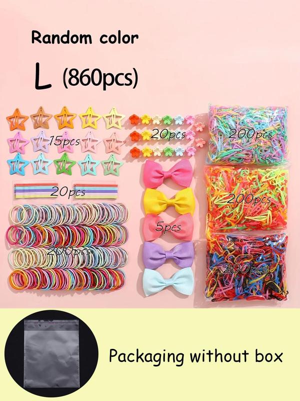 Colorful Hair Accessories Set, Including Bow Hair Clip & Hollow Out Star Snap Clip & Flower Hair Claw & Hair Pin & Hair Ties, Cute Hair Accessories for Women