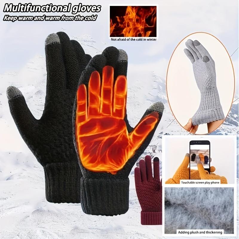 Women's Winter Warm Touchscreen Gloves Warm Fleece Lined Knit Gloves Elastic Cuff Winter Texting Gloves