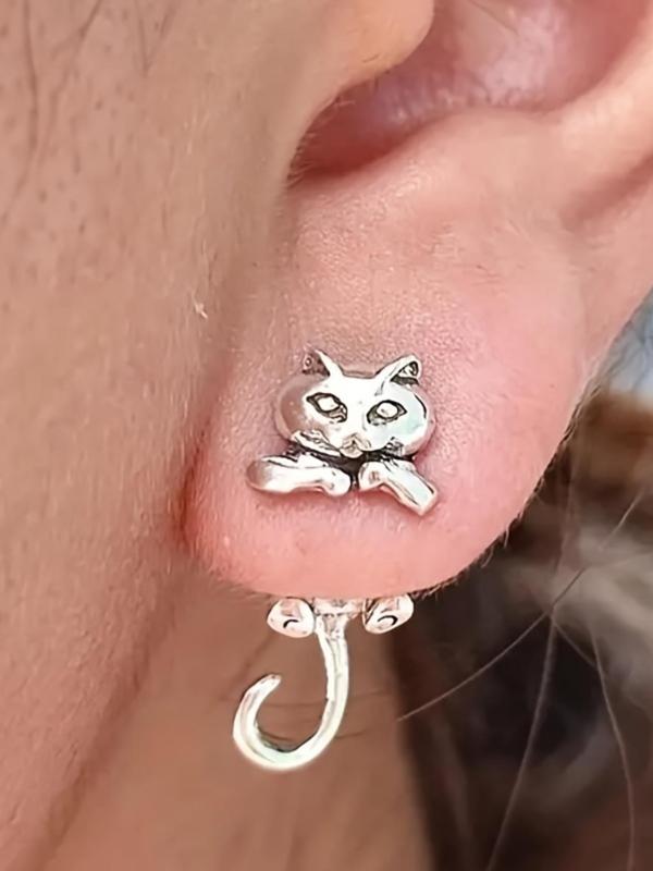 Cute Cat Design Ear Jacket, Fashionable Ear Jewelry for Women & Girls for Party, Daily Clothing Decor, Trendy All-match & Exquisite Jewelry As Gift