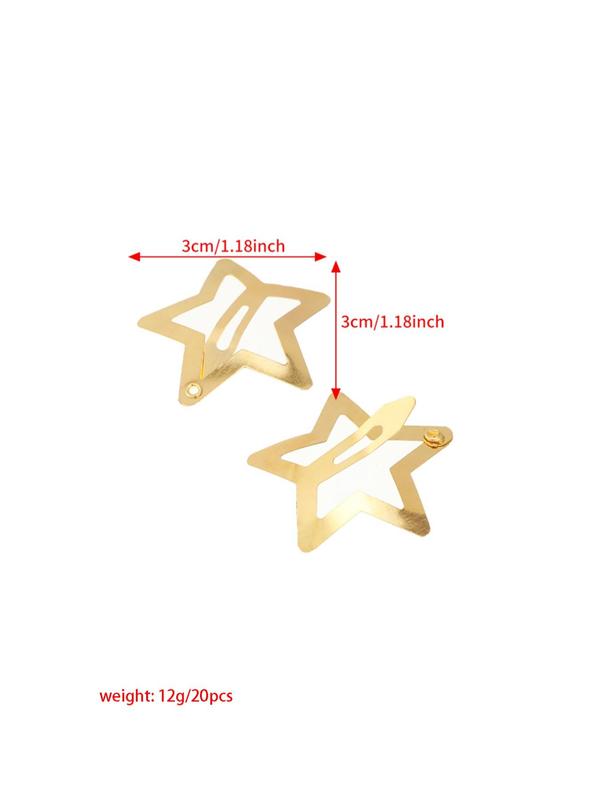 Women's Cute Star Design Hair Clips, Suitable for Most Hairstyles Ideas, Summer & Fall 2024 Casual New Trendy Plain Color Hair Clips, Fashionable Hair Accessories for Y2K Hairstyle Decoration