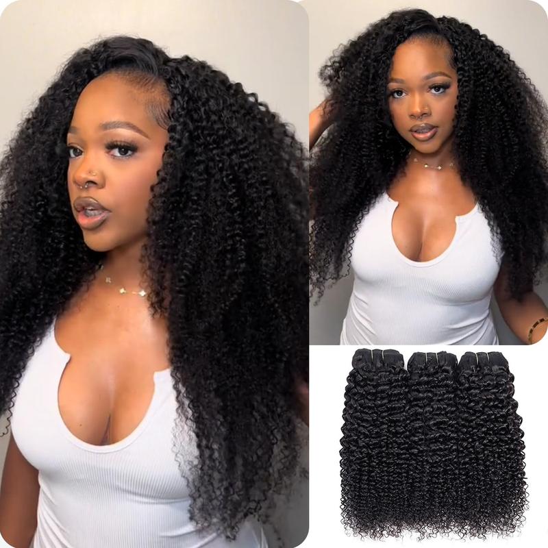 [Wequeen] Kinky Curly Hair Bundles 12-28 Inch 10A Grade Budget Friendly Brazilian 100% Human Hair Quick Weave Sew in Glue in