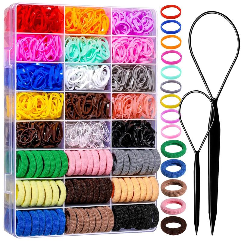 Hair Accessories Set - 1200 Small Colorful Hair Elastics Ties, 100 Hair Ties for , , and