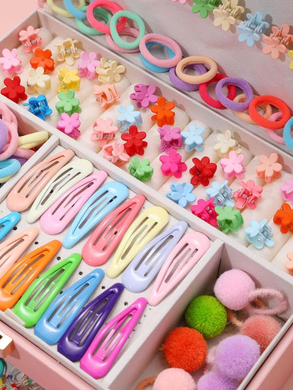 Random Color Hair Accessories Set, Cute Hair Ties & Hair Clips & Hair Claws & Hair Pins, Fashion Hair Accessories for Women & Girls for Various Hairstyle Use