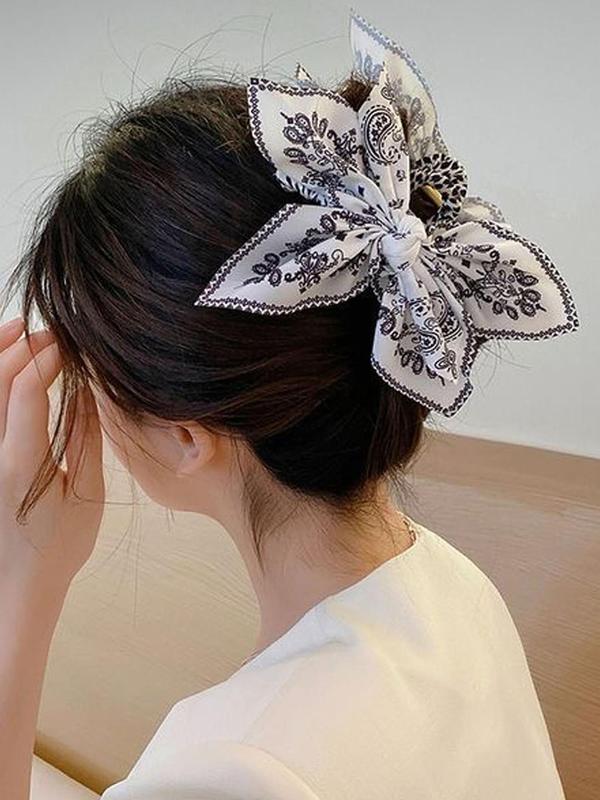 Women's Elegant Paisley Bowknot Design Hair Claw Clip, Vintage Trendy Hair Claw Clip, Fashionable All-match Fall Hair Accessories for Women & Girls for Back to School, Fall Outfits, Fall Freshness