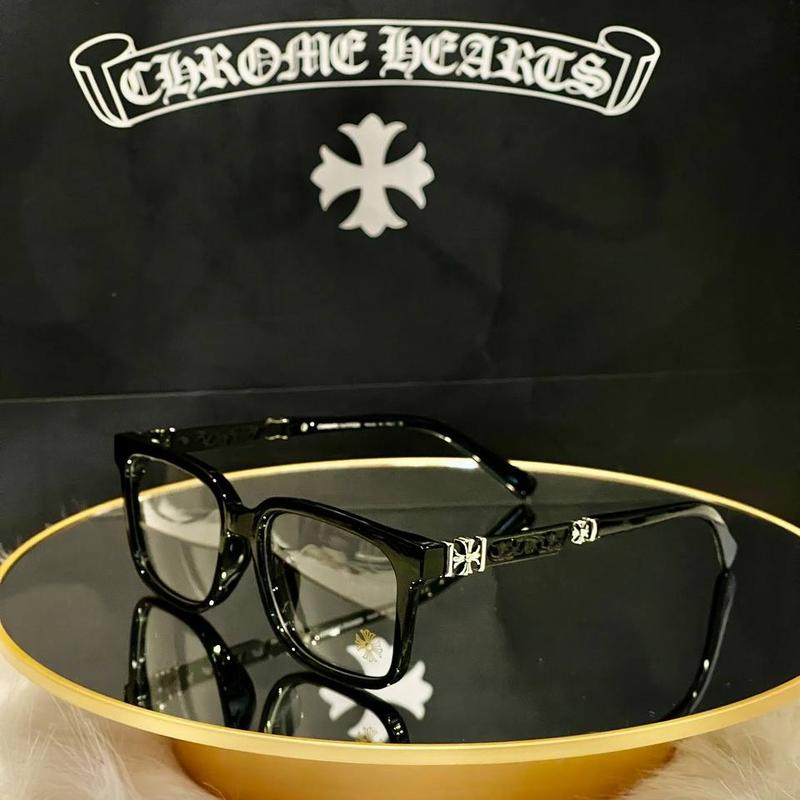 Trendy Chrome Hearts Glasses Frames Black-Silver Glasses Frames with Gift Box and Cloth ,Chrome Hearts Embellished Eyeglasses ,Fashionable Unisex Chrome Hearts Eyewear