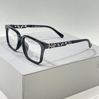 Trendy Chrome Hearts Glasses Frames Black-Silver Glasses Frames with Gift Box and Cloth ,Chrome Hearts Embellished Eyeglasses ,Fashionable Unisex Chrome Hearts Eyewear