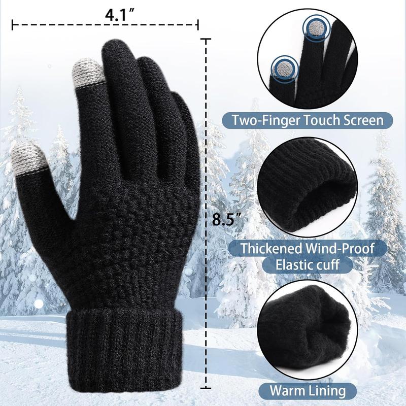 Winter Gloves Womens, Touchscreen Gloves for Women, Warm Gloves with Elastic Cuff Knit Gloves for Cold Weather