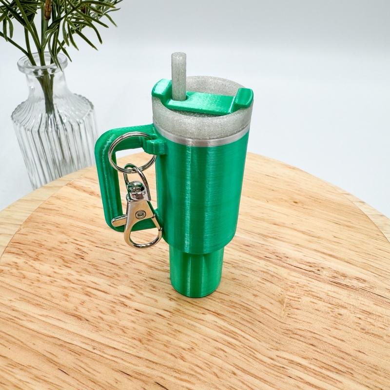 Tumbler Cup Lip Balm Holder Keychain Accessory - 3D Printed, Multicolor, 3 Inches Tall