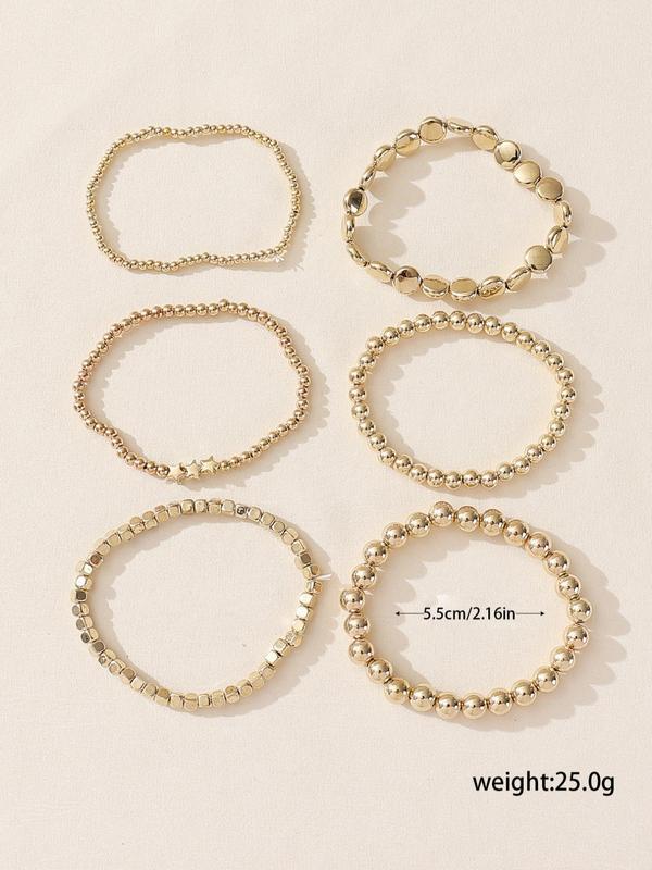 Fashion Beaded Bracelet Bundles Kit, 6 Counts Set Casual Boho Style Matching Stackable Bracelet for Women for Daily Decoration, Summer Matching Jewelry Accessory