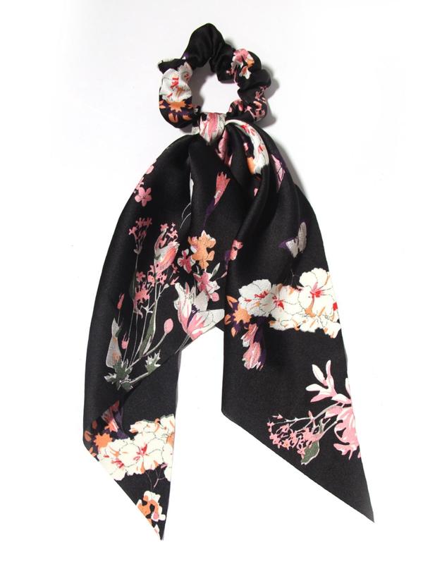 4pcs Gorgeous Floral Print Scrunchie Scarf, Elegant Trendy Ponytail Holder, Fashion Hair Accessories for Women & Girls