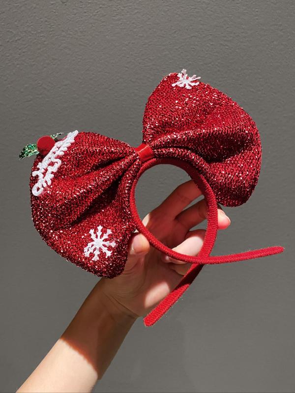 Cute Christmas Themed Bowknot Design Hair Hoop, Fashionable Hair Accessories for Women & Girls, Cute Lovely Hairwear for Daily Used