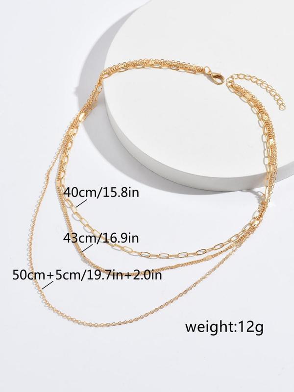 Women's Simple Plain Triple Layered Necklace, Fashion All-match Accessory, Trendy Accessories for Party and Daily Life Without Box