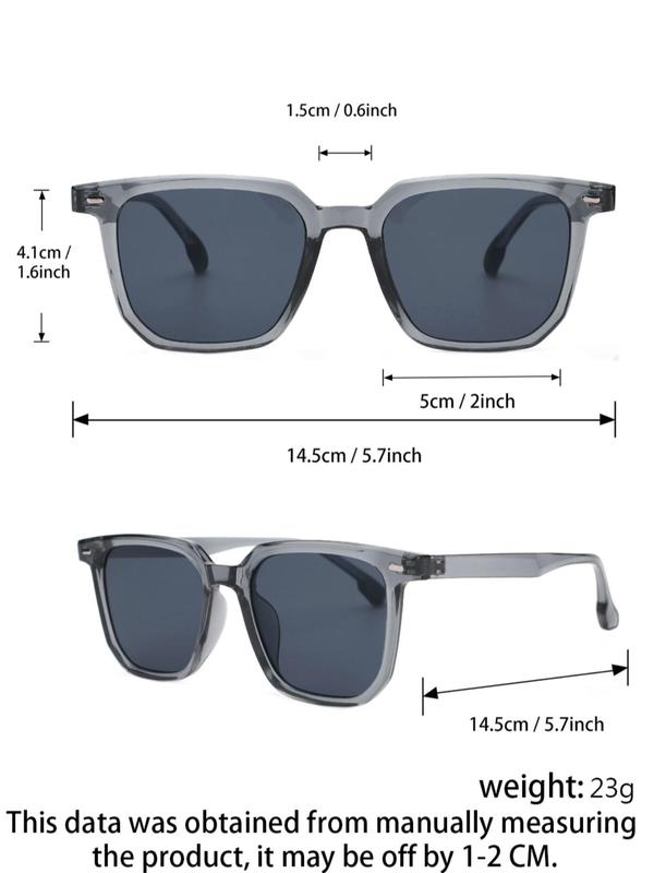 Unisex Street Trend Square & Round Frame Sunglasses (2 Pairs), Trendy Sunglasses for Everyday Use, Fashion Accessories for Outdoor Activities