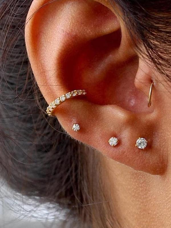 Rhinestone Decor Stud Earrings Set, Stainless Steel Earrings, Fashion Jewelry for Party, Daily Clothing Decor, Trendy All-match & Exquisite Jewelry for Birthday Gift