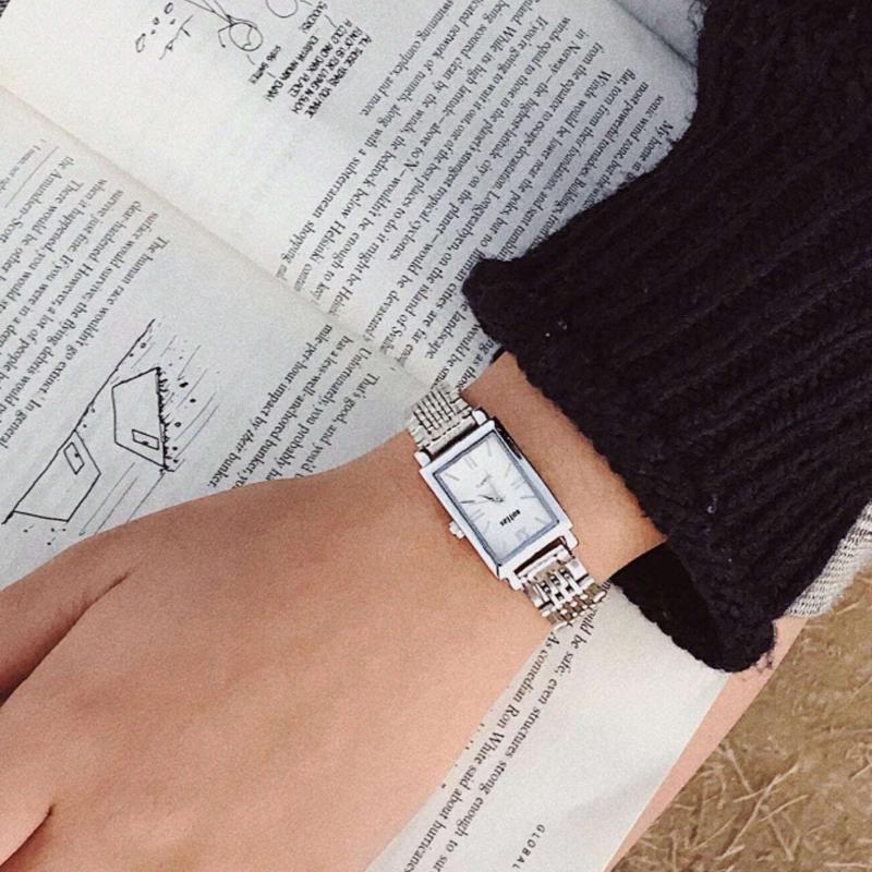 New Arrival Square-shaped Casual, Minimalistic Stainless Steel Strap Lady's Watch For Daily