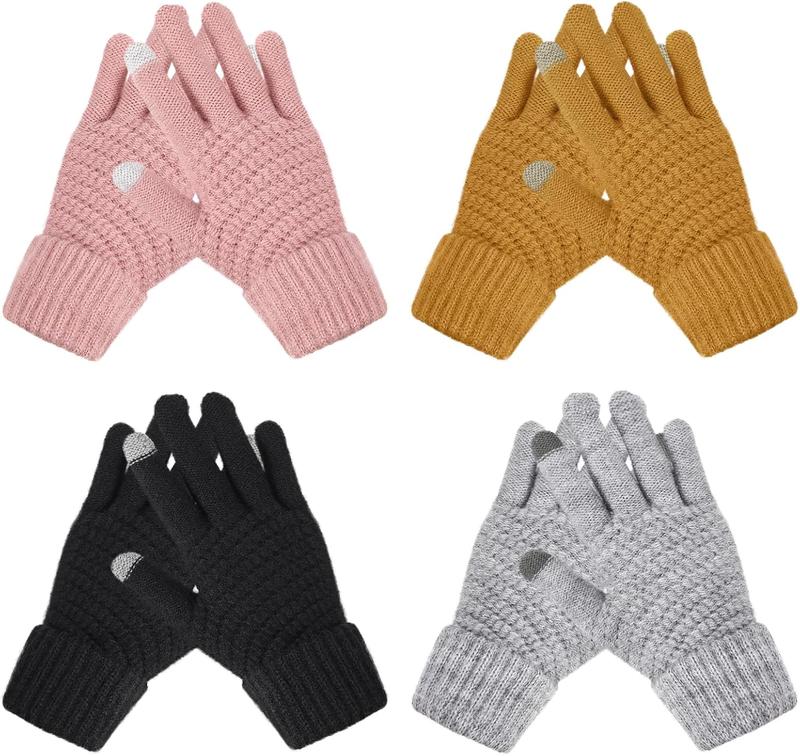 Winter Gloves Womens, Touchscreen Gloves for Women, Warm Gloves with Elastic Cuff Knit Gloves for Cold Weather