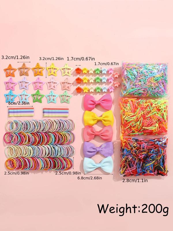 Colorful Hair Accessories Set, Including Bow Hair Clip & Hollow Out Star Snap Clip & Flower Hair Claw & Hair Pin & Hair Ties, Cute Hair Accessories for Women