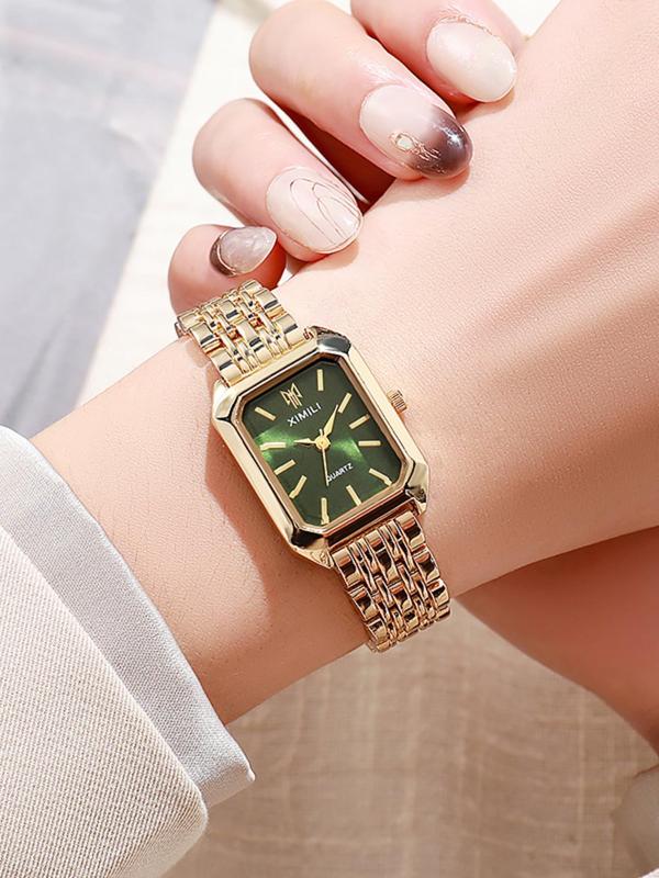 Women's Elegant Fashion Rectangle Dial Quartz Watch, Fashion Watch for Party, Daily Clothing Decor, Trendy All-match & Exquisite Watch for Birthday Gift