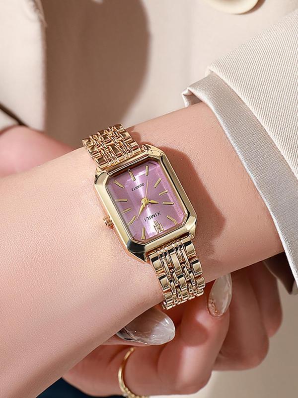 Women's Elegant Fashion Rectangle Dial Quartz Watch, Fashion Watch for Party, Daily Clothing Decor, Trendy All-match & Exquisite Watch for Birthday Gift