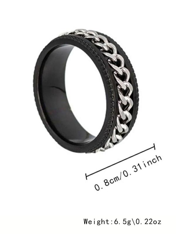 Unisex Chain Stainless Steel Chain Decorative Ring, Fashionable Punk Style Chain Decor Ring, Street Style Hip Pop Ring for Both Men & Women for Gift