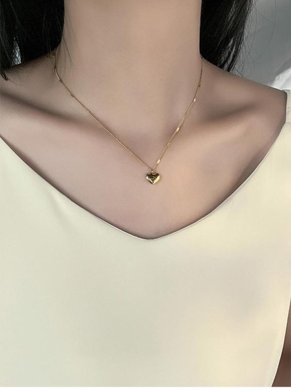 Summer Minimalist Casual Plain Heart Design Pendant Necklace For Women, Fashion Summer Jewelry For Women For Gift