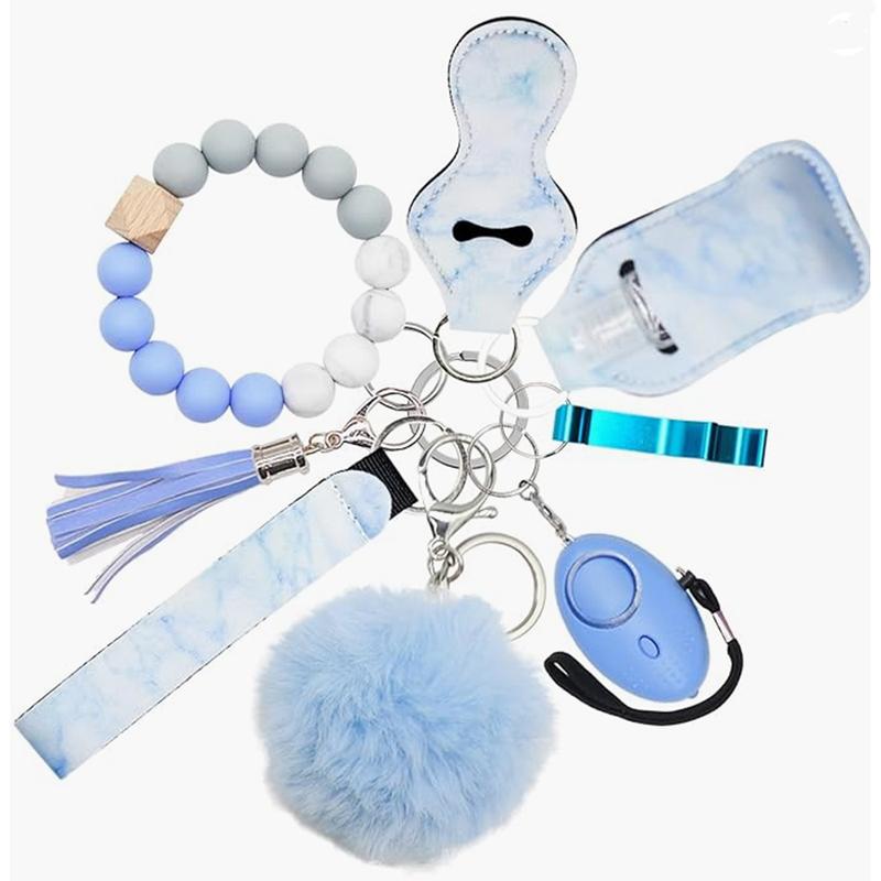 Safety Keychain Set for Women, Bracelet Wristlet Strap Keychain with Personal Alarm and Accessories Kit, Gifts for Women and Girls Mother's Day Gift Valentine's Day Present