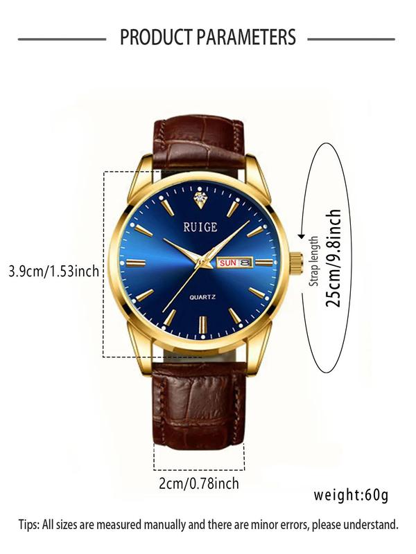 Classic Business Pu Leather Strap Digital Hands Quartz Luxury Watches As Gifts for Men, Watches for Men, Trendy Waterproof Round Dial Quartz Watch, Men's Watches for Birthday Gift, without Box