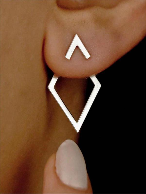 Women's Elegant Geometric Design Ear Jacket, Exquisite Trendy Ear Jewelry, Fashionable Jewelry for Women & Girls for Daily & Party Decoration