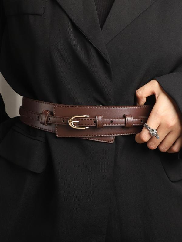 Women's 2024 New Stylish PU Buckle Belt, Adjustable Minimalist Wide Belts, Fashionable Decorative Belt for Daily Outfits