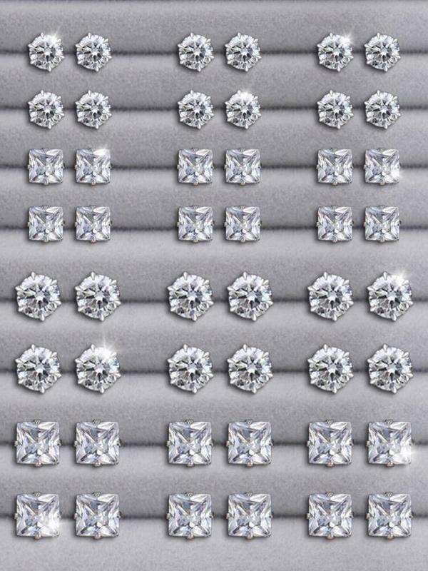 12 24 36 Pairs Irregular Size Rhinestones Decor Stud Earrings for Party,  Luxury Jewelry, Summer 2024 Elegant Trendy Stud Earrings, Women Jewelry Accessories for Party & Daily Decoration