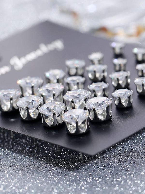 12 24 36 Pairs Irregular Size Rhinestones Decor Stud Earrings for Party,  Luxury Jewelry, Summer 2024 Elegant Trendy Stud Earrings, Women Jewelry Accessories for Party & Daily Decoration