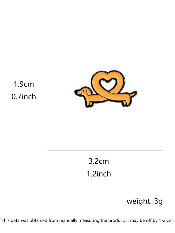 Cute Cartoon Dachshund & Heart Design Brooch, Fashion Alloy Badge for Women & Men, Enamel Pin Suitable for Backpacks, Jeans, Scarves, Hats Decoration