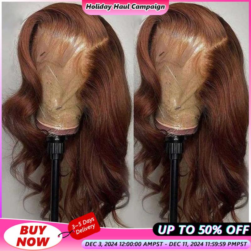 [Black Friday Big Sles]]Body Wave Chocolate Brown Lace Front Human Hair Wigs For Women 13x4 13x6 Hd Lace Frontal Wig Brazilian Human Hair Wig Ready To Wear 5x5 Glueless Wavy Brown Closure Hair Wig