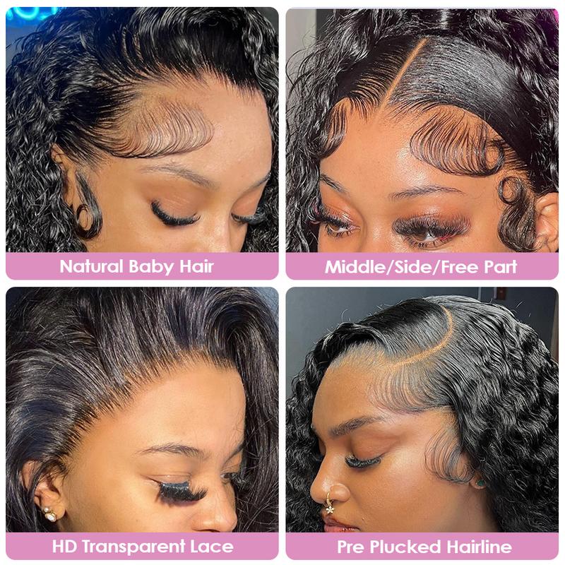 Pizazz Hair 13x6  13x5 Deep Wave Lace Front Wigs Human Hair Deep Part Curly Lace Front Wigs Human Hair Pre Plucked HD Transparent Lace Frontal Wig Pre Plucked with Baby Hair