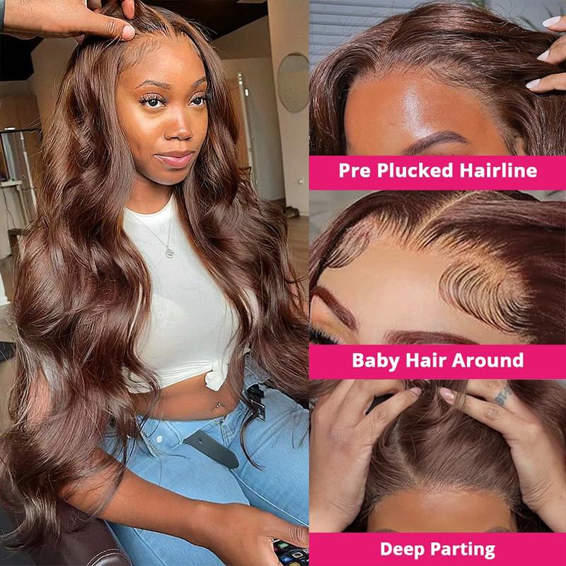 [Black Friday Big Sles]]Body Wave Chocolate Brown Lace Front Human Hair Wigs For Women 13x4 13x6 Hd Lace Frontal Wig Brazilian Human Hair Wig Ready To Wear 5x5 Glueless Wavy Brown Closure Hair Wig