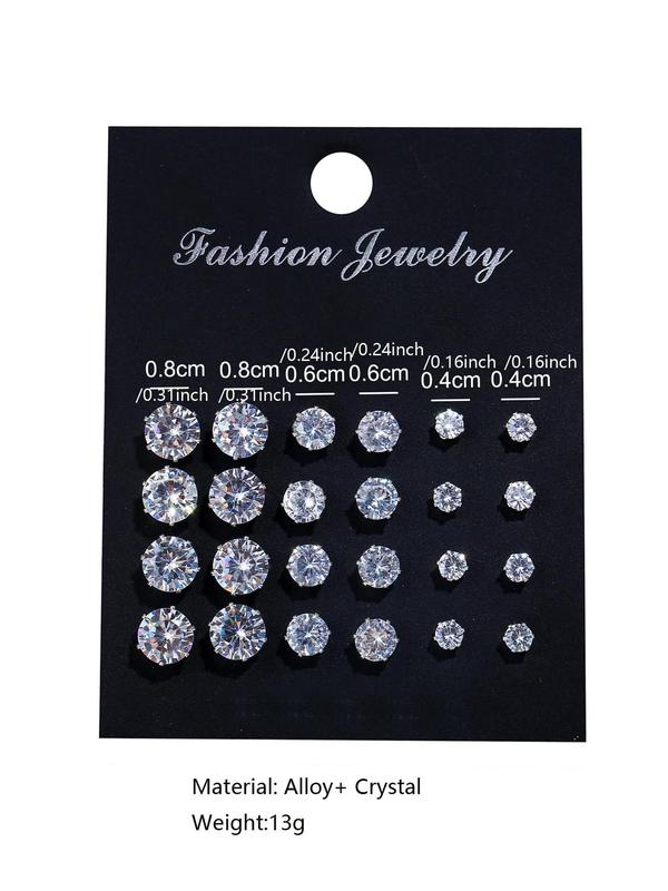 12 24 36 Pairs Irregular Size Rhinestones Decor Stud Earrings for Party,  Luxury Jewelry, Summer 2024 Elegant Trendy Stud Earrings, Women Jewelry Accessories for Party & Daily Decoration