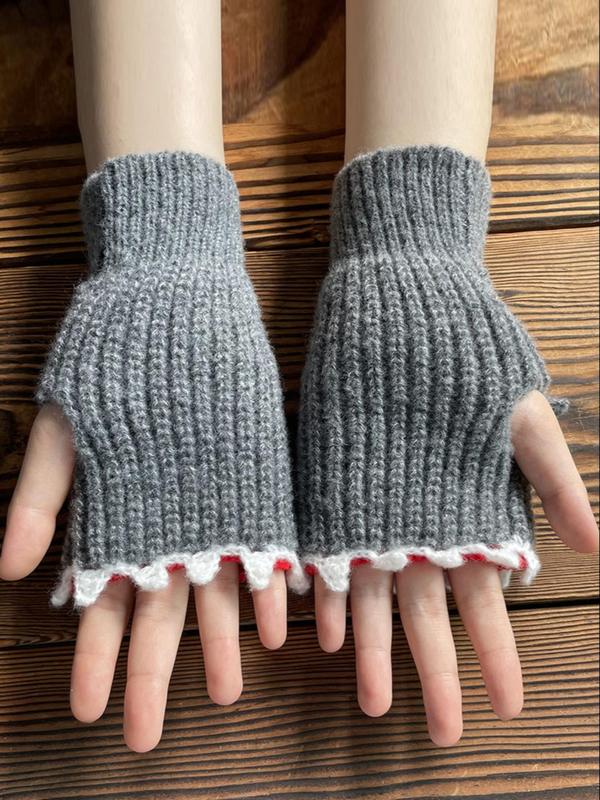 Cute Cartoon Shark Design Gloves, Casual Soft Comfortable Gloves for Fall & Winter, Fashion Accessories for Women & Men